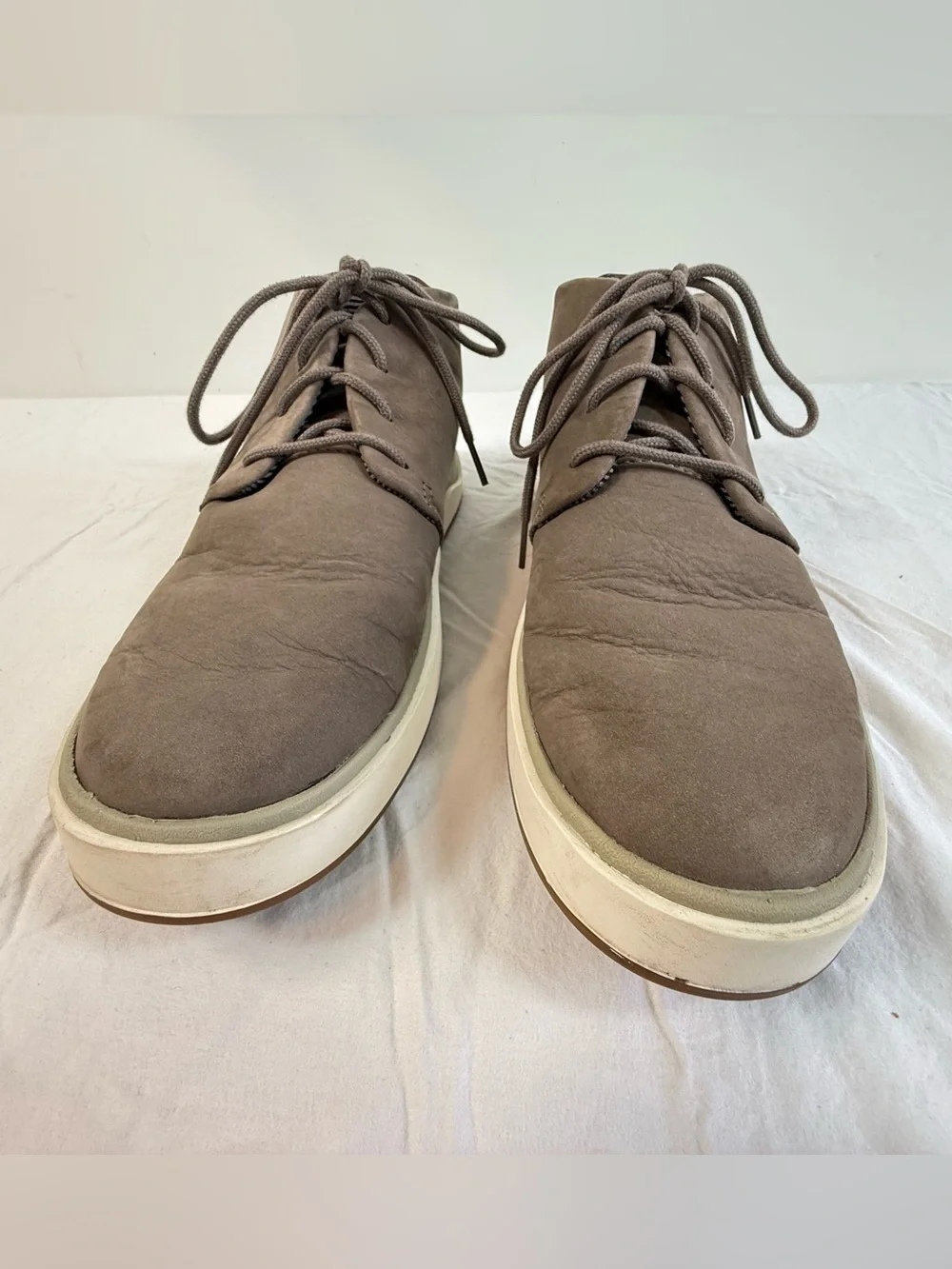 OluKai Men's Taupe Suede Chukka Boots with Cream Sole